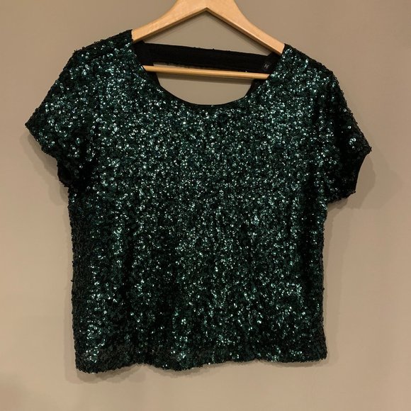 Green Sequin top - Picture 1 of 2